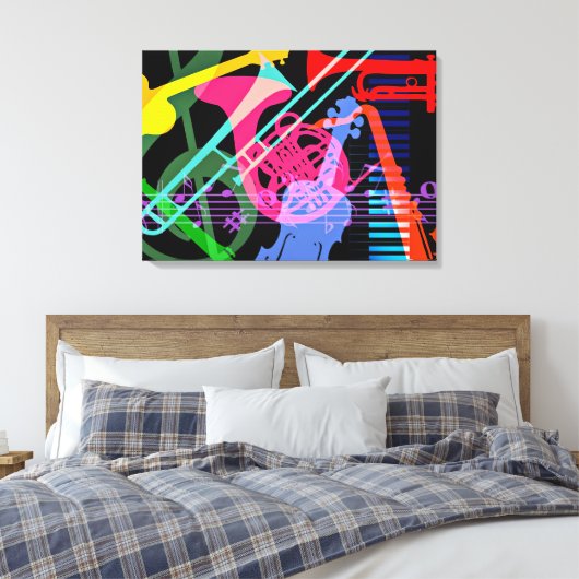 Muziekinstrumenten Pop Kunstontwerp Canvas Afdruk (Insitu (Slaapkamer))