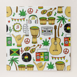Muziekinstrumenten: Reggae naadloze achtergrond Legpuzzel
