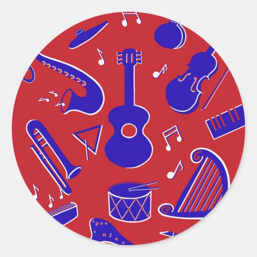 Muziekinstrumenten Ronde Sticker (Voorkant)