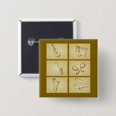 Muziekinstrumenten Schets Vierkante Button 5,1 Cm (Voorkant /achterkant)