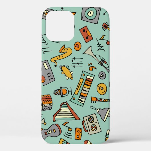 Muziekinstrumenten, schetspatroon. Case-Mate iPhone case (Achterkant)