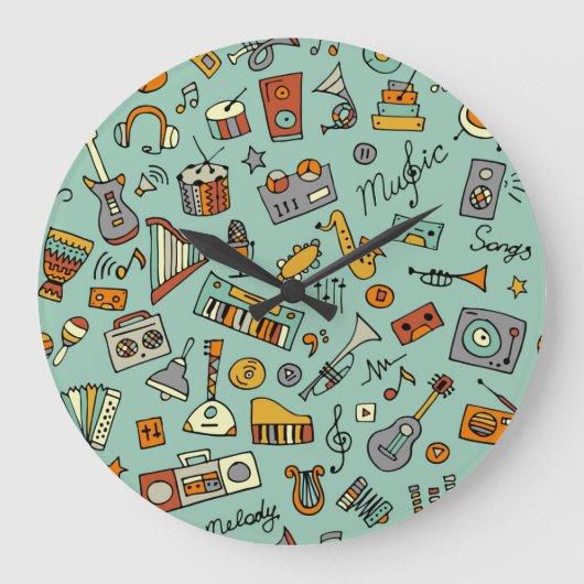 Muziekinstrumenten, schetspatroon. grote klok (Voorkant)