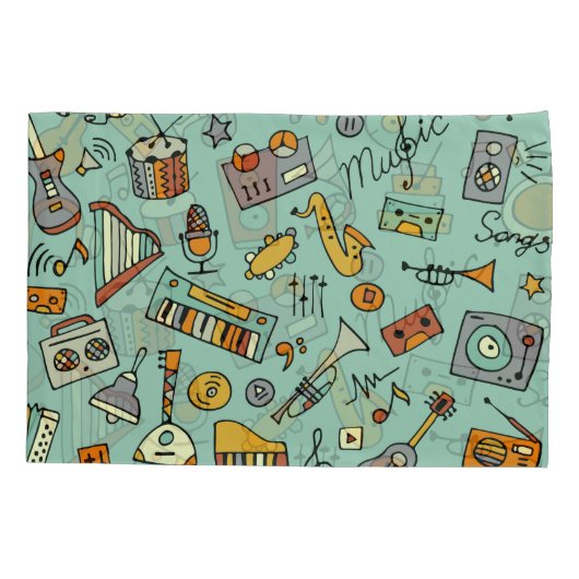 Muziekinstrumenten,  schetspatroon. kussensloop (Achterkant)