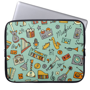 Muziekinstrumenten, schetspatroon. laptop sleeve
