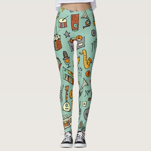 Muziekinstrumenten, schetspatroon. leggings (Voorkant)