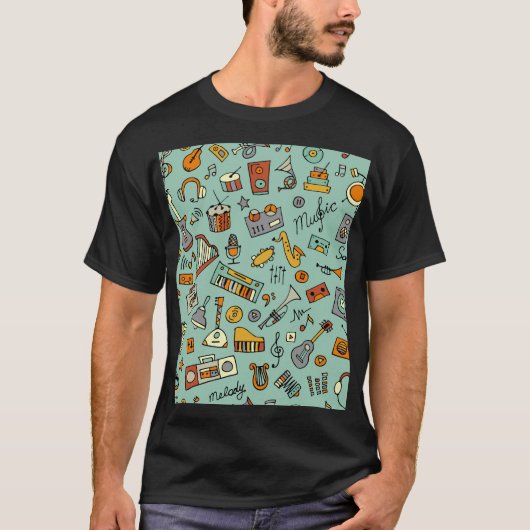 Muziekinstrumenten, schetspatroon. t-shirt (Voorkant)