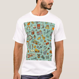 Muziekinstrumenten, schetspatroon. t-shirt
