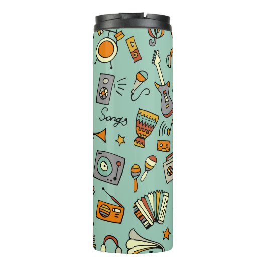 Muziekinstrumenten,  schetspatroon. thermosbeker (Achterkant)