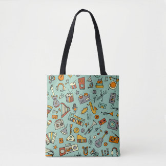 Muziekinstrumenten,  schetspatroon. tote bag