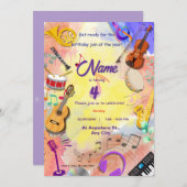 Muziekinstrumenten thema kinder B'day Kaart (Voorkant / Achterkant)