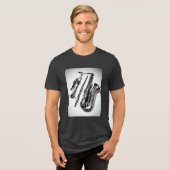 Muziekinstrumenten trompet flure saxofoon Tri-Blend shirt (Voorkant volledig)