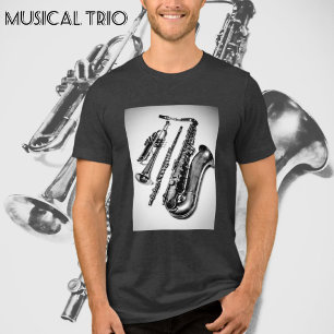 Muziekinstrumenten trompet flure saxofoon Tri-Blend shirt