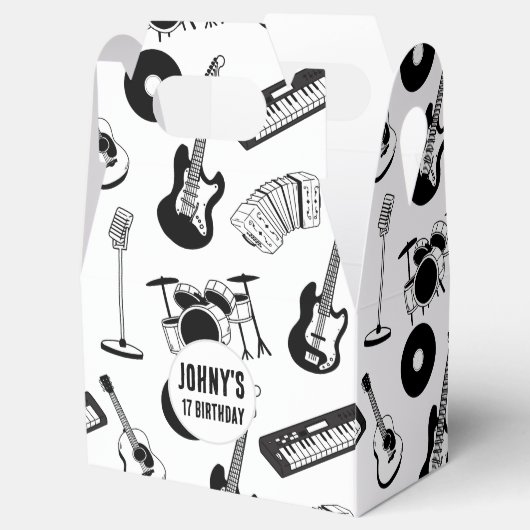 Muziekinstrumenten verjaardag bedankdoosjes (Geopend)