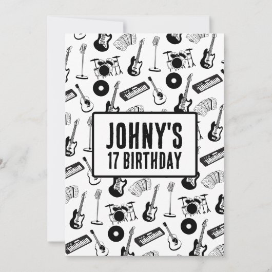 Muziekinstrumenten verjaardag kaart (Voorkant)