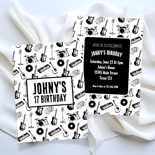 Muziekinstrumenten verjaardag kaart