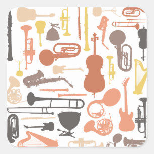 Muziekinstrumenten Vierkante Sticker