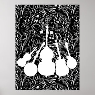 MUZIEKINSTRUMENTEN Wit-POSTER Poster