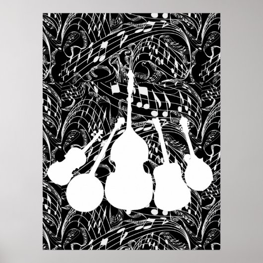 MUZIEKINSTRUMENTEN Wit-POSTER Poster (Voorkant)