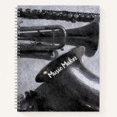 Muziekinstrumenten Zilverachtig Grijs Notitieboek (Voorkant)
