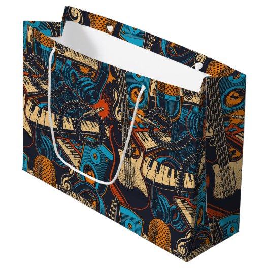 Muziekinstrumentenpatroon Groot Cadeauzakje (Voorkant Gekanteld)