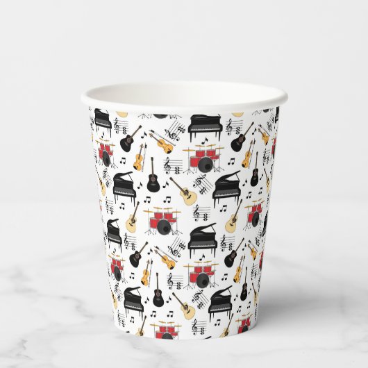 Muziekinstrumentenpatroon Papieren Bekers (Achterkant)