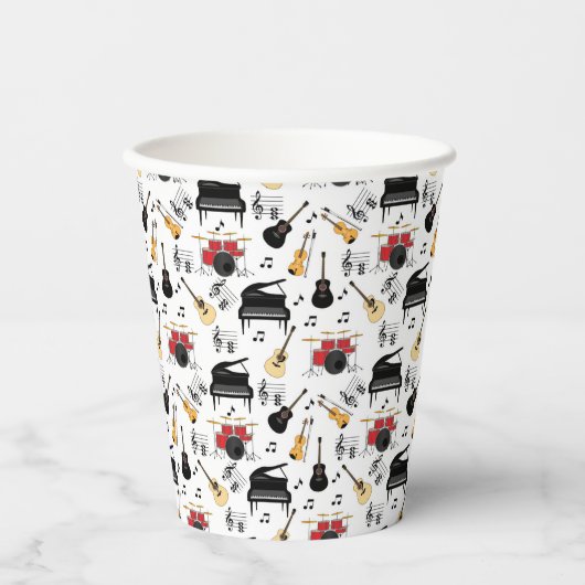 Muziekinstrumentenpatroon Papieren Bekers (Voorkant)