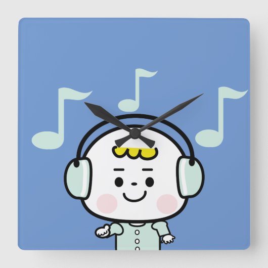 muziekjongen vierkante klok (Voorkant)