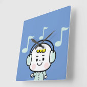 muziekjongen vierkante klok (Hoek)