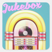 muziekjukebox vierkante sticker (Voorkant)