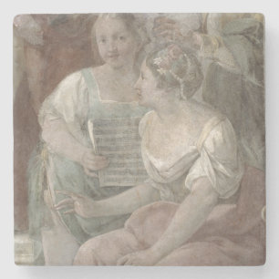 Muziekkamer (fresco) (detail van 60259) stenen onderzetter