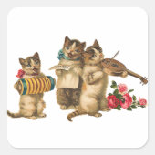 Muziekkatten Vierkante Sticker (Voorkant)