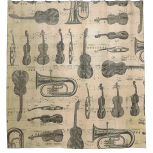 muziekkentaart gitaar Violin Tuba Douchegordijn