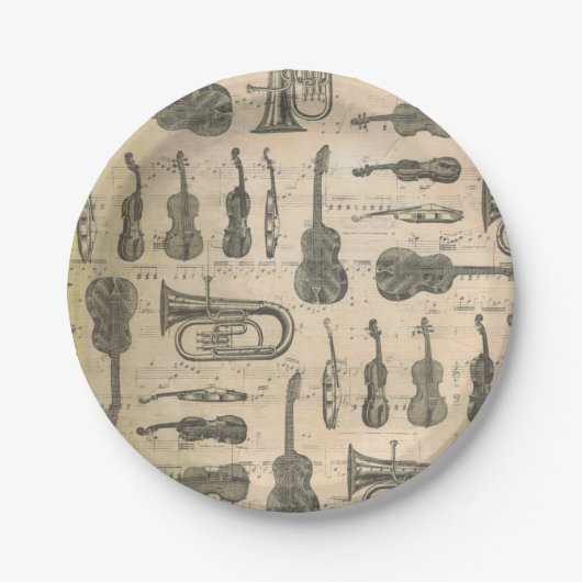  muziekkentaart gitaar Violin Tuba Papieren Bordje (Voorkant)