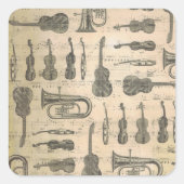  muziekkentaart gitaar Violin Tuba Vierkante Sticker (Voorkant)
