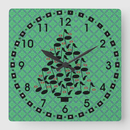 Muziekkerstboom Vierkante Klok (Voorkant)