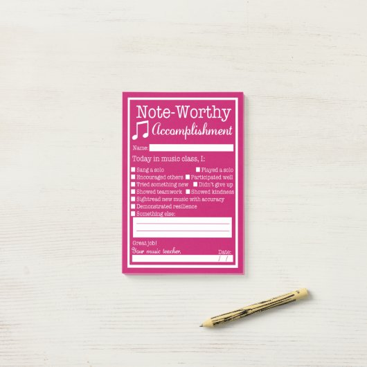 Muziekklasse-studentenherkenning Post-it® Notes (Op bureau)