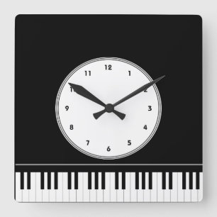 Muziekklok met pianotoetsenbord vierkante klok