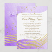 Muziekknuppel Mitswa Paarse Waterverf en goud2 Kaart (Voorkant / Achterkant)