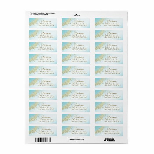 Muziekknuppel Mitzvah Adres Etiket (Full Sheet)