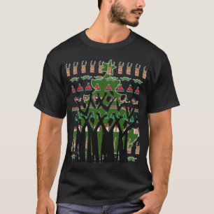 Muziekkoor Rood Groene Kerstboom T-shirt