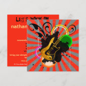 Muziekkoorts uitnodiging op feestdag (Voorkant / Achterkant)