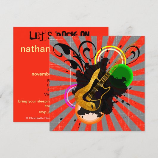 Muziekkoorts uitnodiging op feestdag (Voorkant / Achterkant)