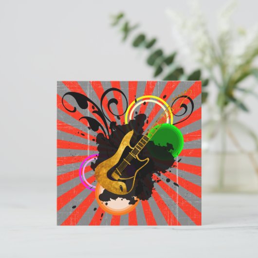 Muziekkoorts uitnodiging op feestdag (Staand voorkant)