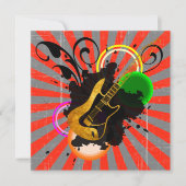 Muziekkoorts uitnodiging op feestdag (Voorkant)