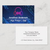 Muziekkoptelefoon | Elektronische moderne achtergr Visitekaartje (Voorkant / Achterkant)