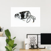 Muziekkoptelefoon, kabel en aansluiting poster (Thuiskantoor)