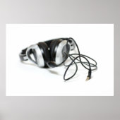 Muziekkoptelefoon, kabel en aansluiting poster (Voorkant)