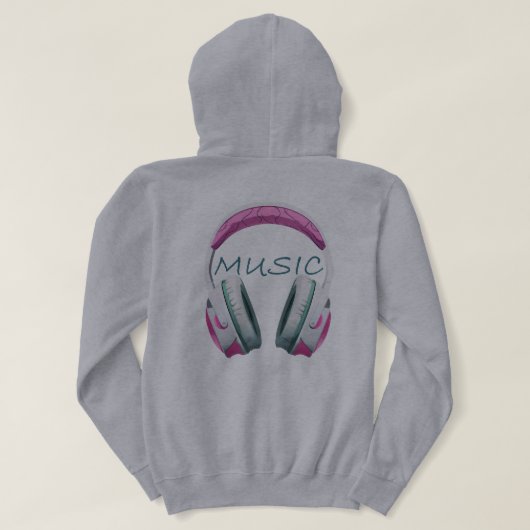 Muziekkoptelefoon voor meisjes hoodie (Design achterkant)