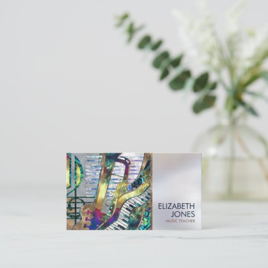 Muziekleraar Abstracte kunstcollage Visitekaartje (Staand voorkant)