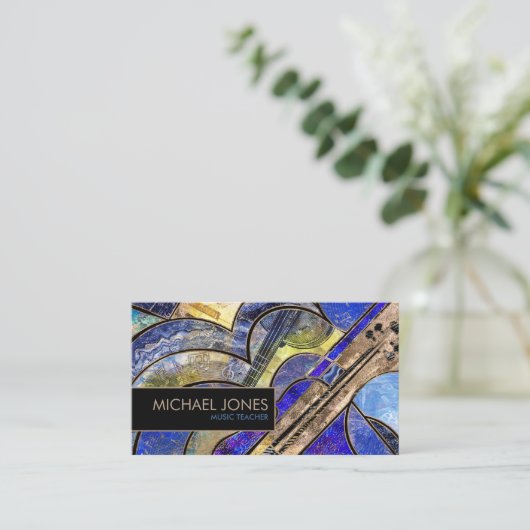 Muziekleraar Abstracte kunstcollage Visitekaartje (Staand voorkant)